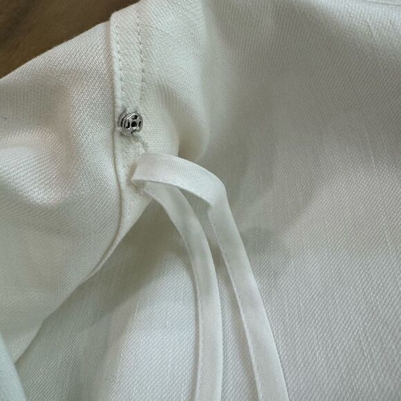 Frame Arie Stretch Linen Button Down Shirt Dress White Medium - Picture 13 of 15